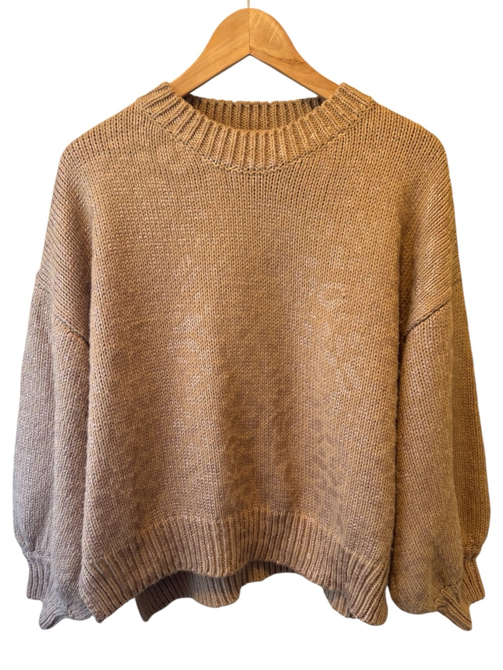 ANDTHEWHY Fawn Rose Gold Leopard Shimmer Sweater S/M